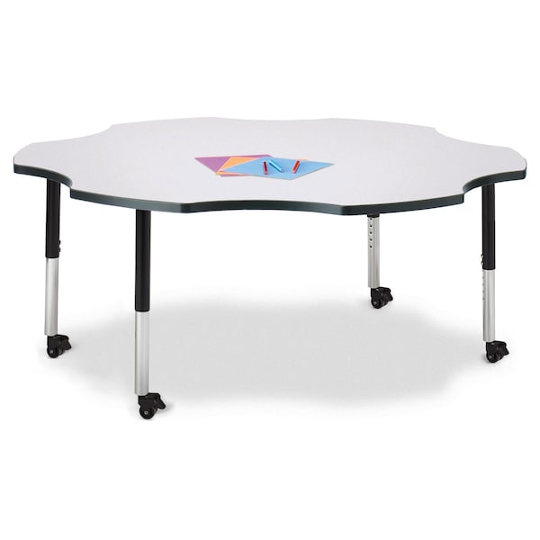Berries Six Leaf Activity Table, 60 in., Mobile, Freckled Gray/Black/Black